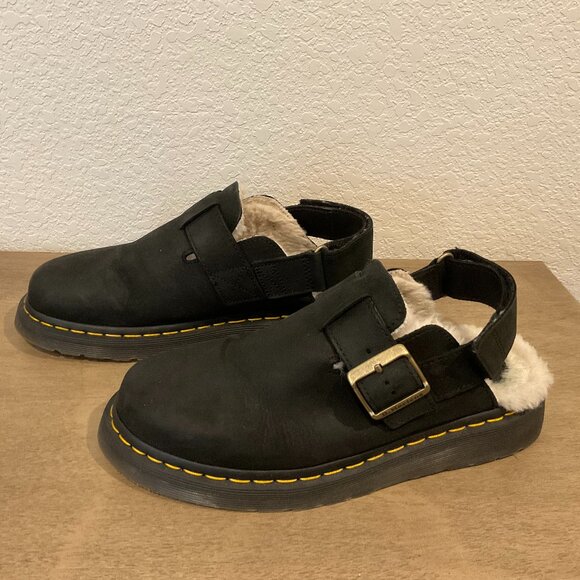 Dr. Martens Jorge II Shearling Mule Sandals – Black, Size Men’s 8 / Women’s 9